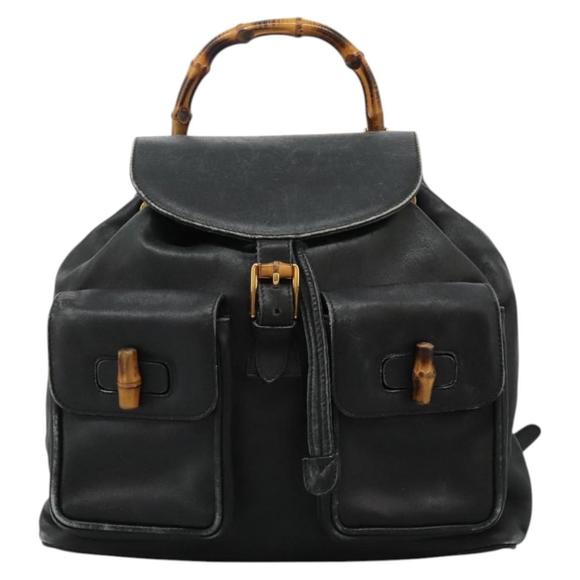 Gucci Bamboo Black Leather backpack - Picture 1 of 10
